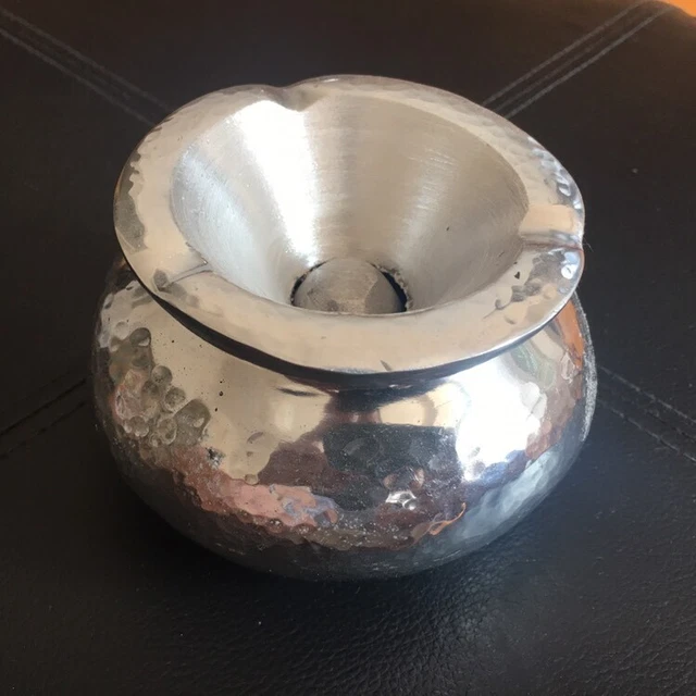 Cendrier En Aluminium Martelé Main Maroc - Diamètre 10cm, Avec Couvercle Anti-odeur (sans Fumée)
