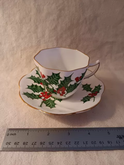 1 Set Vintage Rosina Christmas Holly Berry cup & saucer -  bone china 