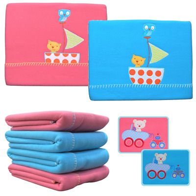 Fleece Blanket x Cot Pram or Crib Baby Boy & Girl Swaddling Wrap with Embroidery