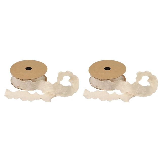 2 piezas cinta de 1,5 pulgadas 10 yardas satinada doble borde volante albaricoque color liso