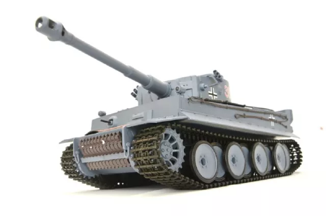 RC Panzer "German Tiger I" Heng Long 1:16 Grau, Rauch&Sound+Stahlgetriebe und 2,