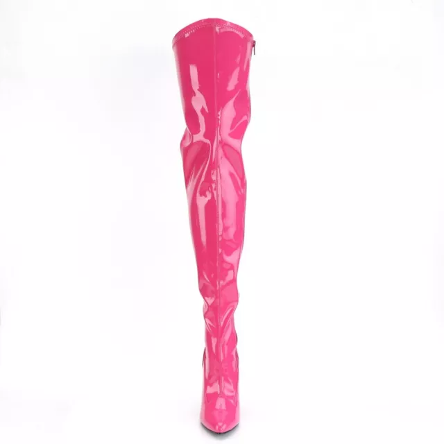 Pleaser SEDUCE-3010 5" Heel Stretch Thigh High Boot, Hot Pink, US Women's 10