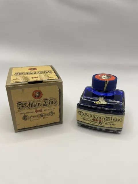 Pelikan Tinte 4001 Blau alt Originalverpackung - Mit Stiftauflage - Vintage