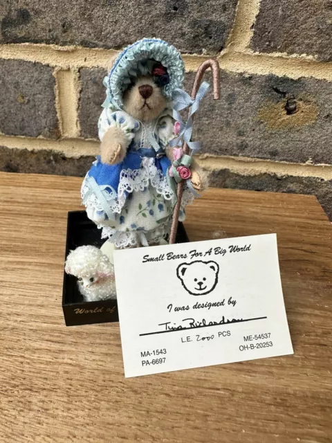 World of Miniature Bears Mohair Teddy Bear Bo Peep With Sheep. Box And Cert