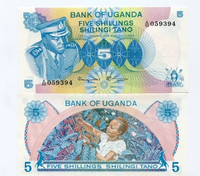 OUGANDA 5 Shillings IDI AMIN 1977 UNC Billet de banque Pick 5a