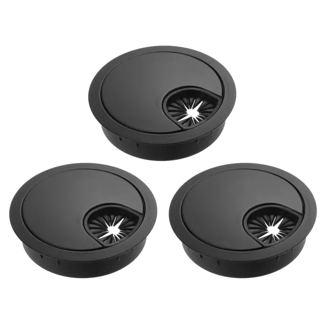 3Pcs 2-1/8" Cable Hole Cover Zinc Alloy Desk Wire Cord Grommet, Black