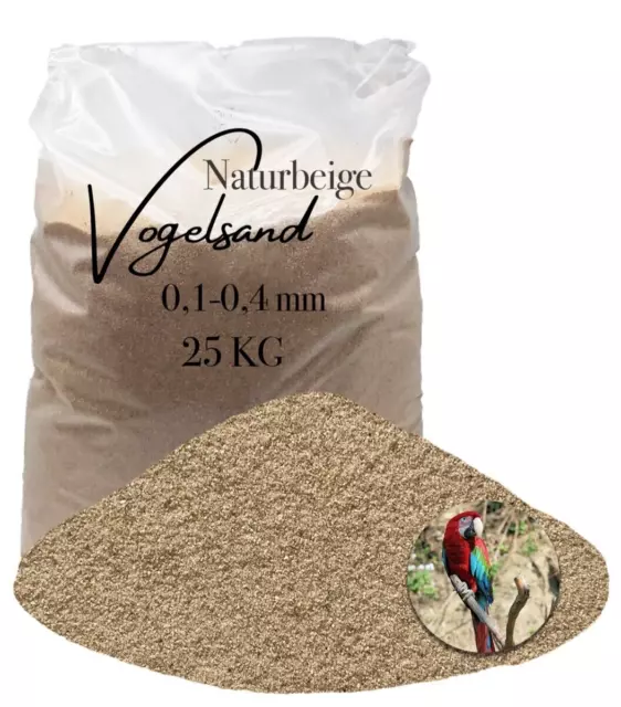 naturreiner beiger Vogelsand 25kg ohne Anis und Grit 0,1-0,4 mm entstaubt