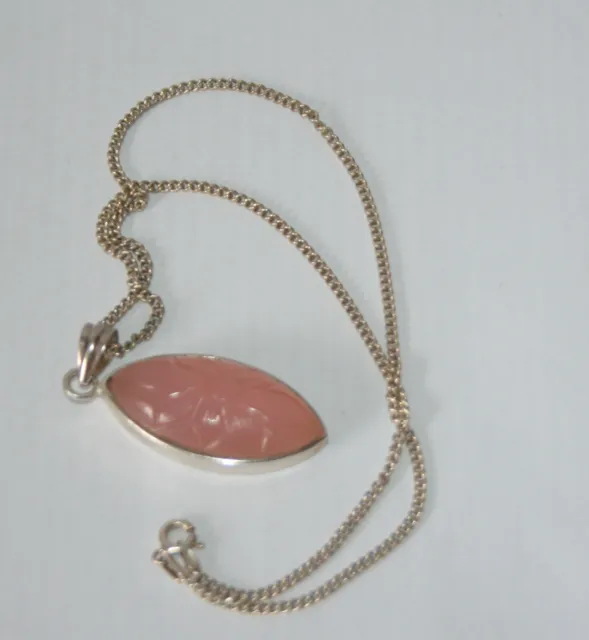 925 sterling silver necklace Rose Quartz pendant