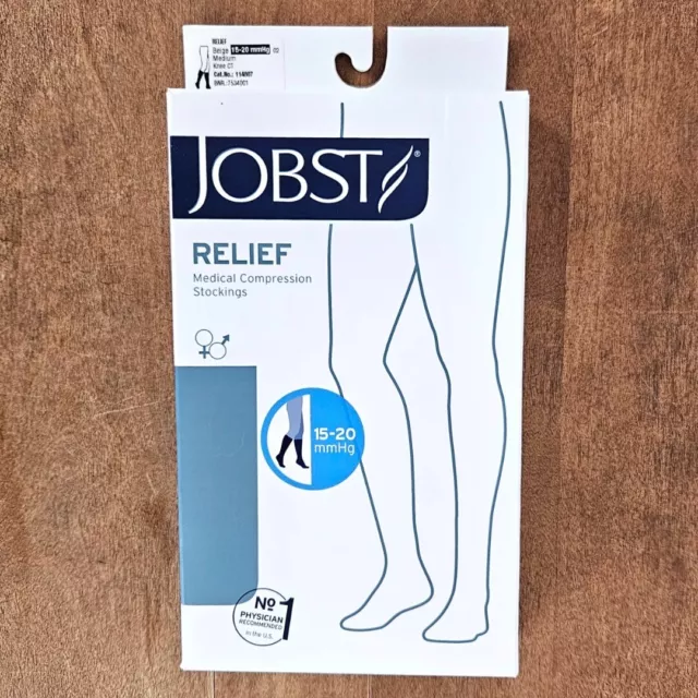 Jobst Relief Medical Compression Stockings 15-20 mmHg, Medium, Beige, NEW