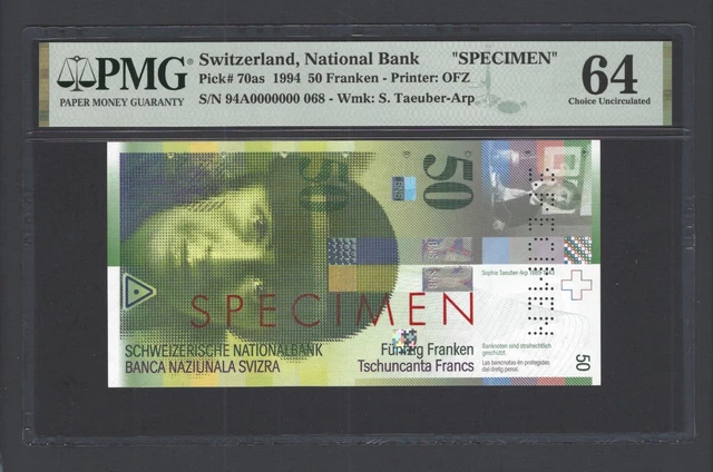 Switzerland 50 Franken 1994 P70as "Specimen " Uncirculated Grade 64