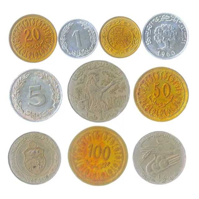 10 Different Tunisian Coins Collectible From North Africa Coins Foreign Currency