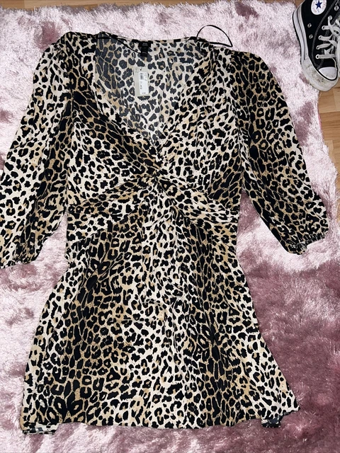 Abito leopardato River Island taglia 16 nuovo con etichette