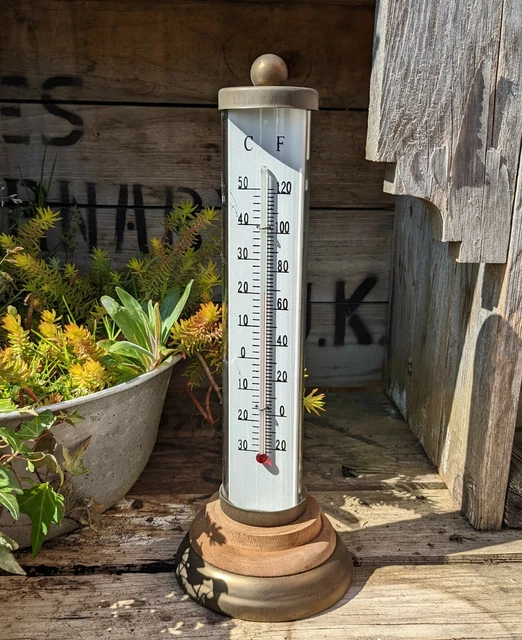 Grosses Thermometer Mit Standfuss Glaszylinder Antik Maritim Stil Beidseitig