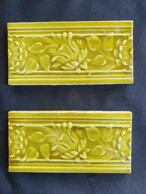 Pair of Arts & Crafts Tile. Mintons. C1905. 6 x 3.