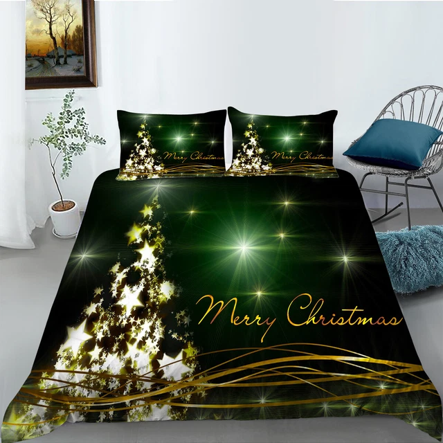 Frohe Weihnachten Bettwäsche Bettbezug, Weihnachtsbaum Druck Festliche Bettbezug