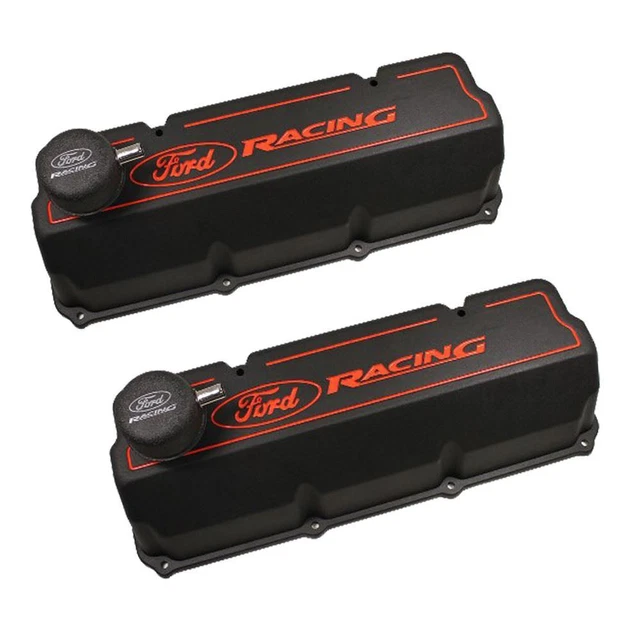 Ford 351C Aluminum Valve Cover Set - Black Finish M-6582-Z351B