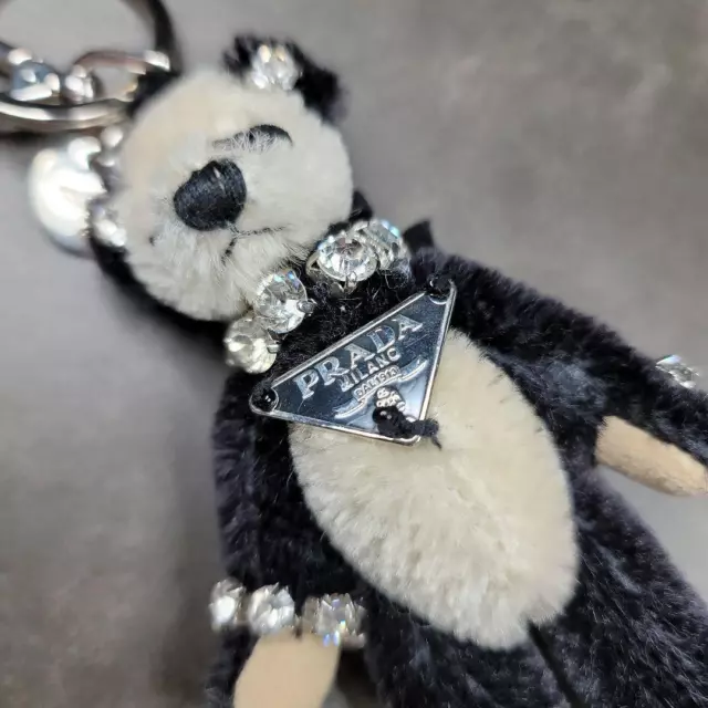 PRADA CHARM BEAR Panda Black x White Bag Charm Key Ring Rhinestones Rare  £164.77 - PicClick UK