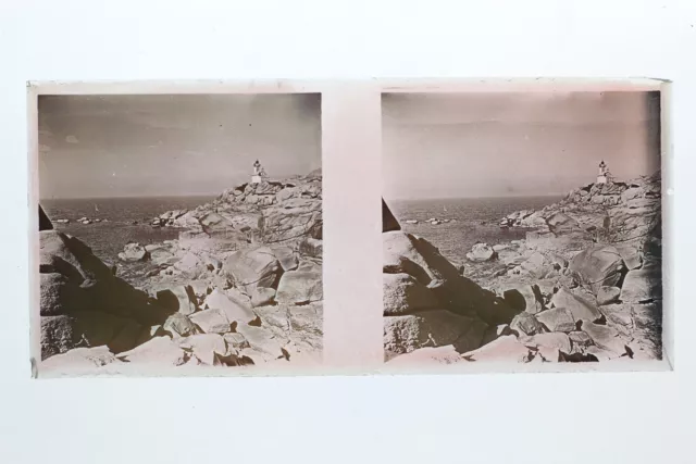 Bretagne France Photo Stereo 10n5 Plaque verre Vintage c1930
