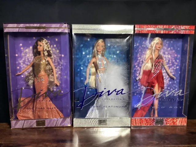 Barbie DIVA Collection ALL THAT GLITTERS ,RED HOT , GONE PLATINUM LOT