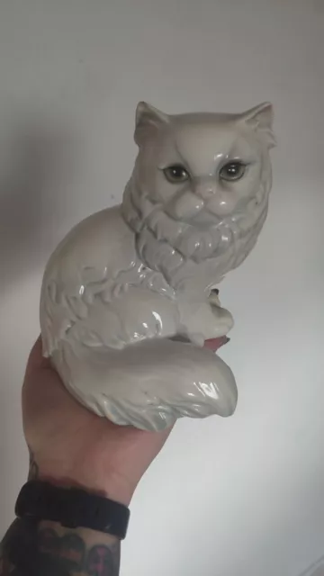 Goebel Porzellanfigur Katze Weiß matt Perser Langhaar Cat Kitsch Deko