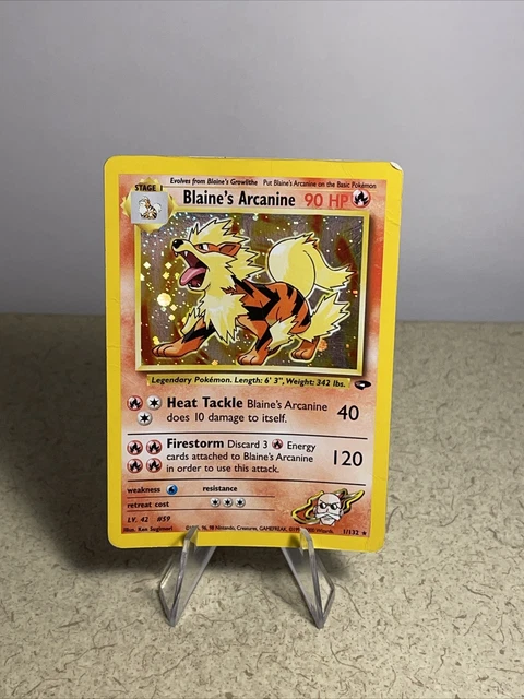 Blaine's Arcanine 1/132 Gym Challenge Holo Rare WotC Pokemon Card DMG
