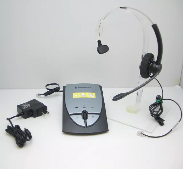 Plantronics SP11 Mono Headset + S12 Amplifier with AC Charger - TESTED WORKING