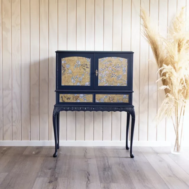 Professionally Refinished Vintage Queen Anne Style Drinks Cabinet