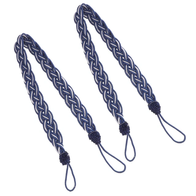 2 Pcs Braided Curtain Cord Rope Drapery Tassels Tiebacks Tape Hook