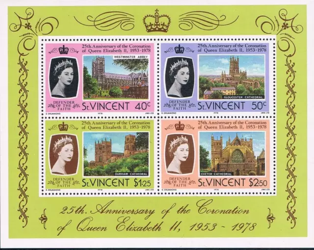 St. Vincent #SGMS560 MNH S/S 1978 QEII Elizabeth Silver Jubilee Exeter [531a]