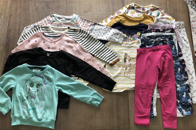 GIRLS AGE 5-6 CLOTHING BUNDLE Next H&M TU Leggings Jumpers Winter Tops