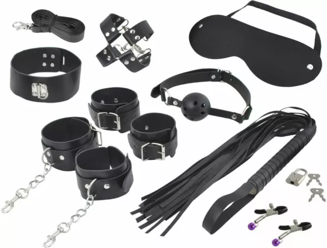 Set Bondage Kit Collare Pinzette Manette Fetish Sexy BDSM Erotico Gioco di Ruolo