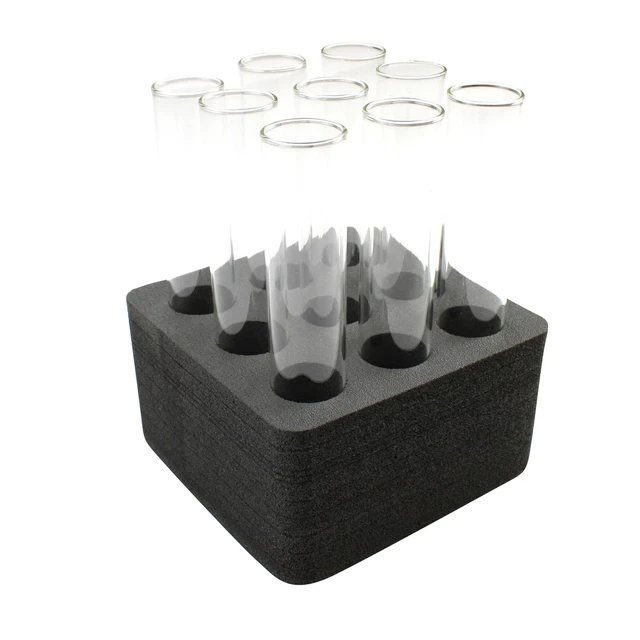 Test Tube Freezer Stand Transport Holds 9 Fits up to 30mm Black Foam Rack