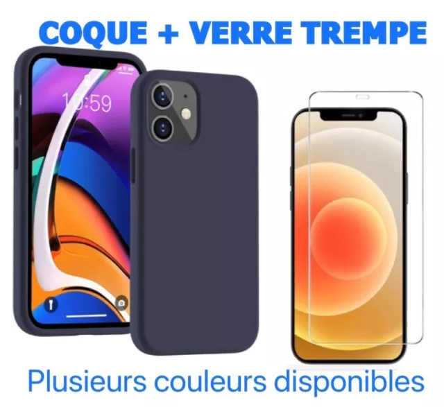 Coque iphone 15 14 11 12 13 pro X XS Max XR 8 7 6S+verre trempé protection écran