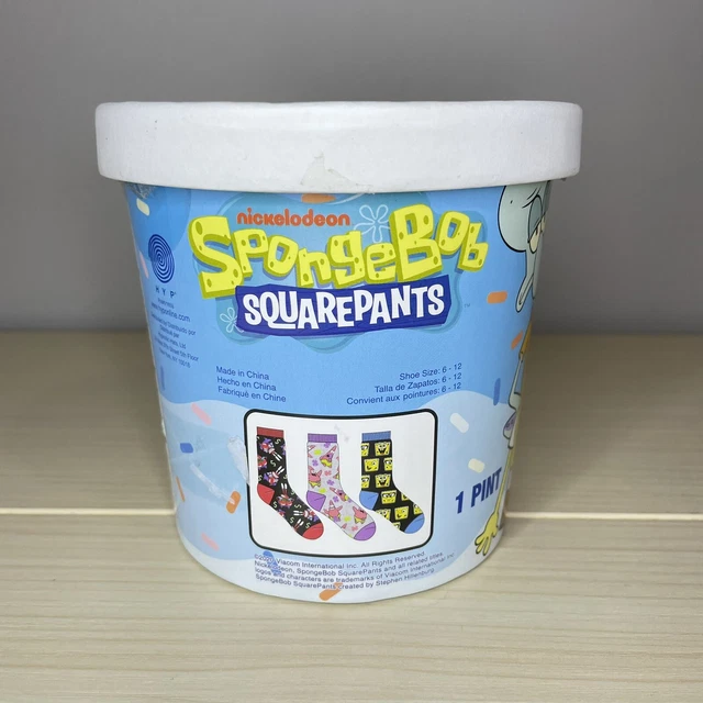 Nickelodeon SpongeBob SquarePants Men's 3 Pair Crew Socks Ice Cream Pint New