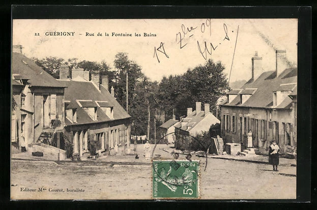CPA Guérigny, Rue de la Fontaine les Bains 1909