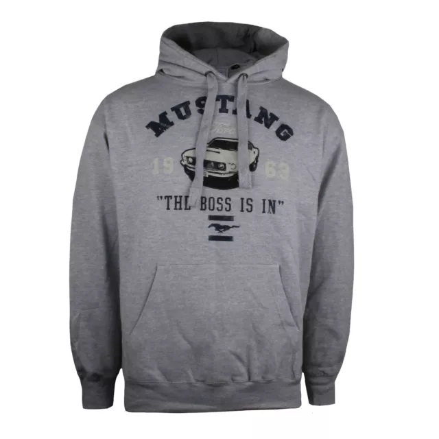 Offizieller Ford Mustang Herren The Boss Is in Pullover Kapuze grau marl S - XXL