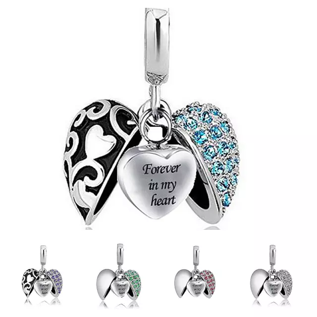 Crystal Heart Stainless Steel Cremation Urn Pendent Necklace for Ashes Keepsake