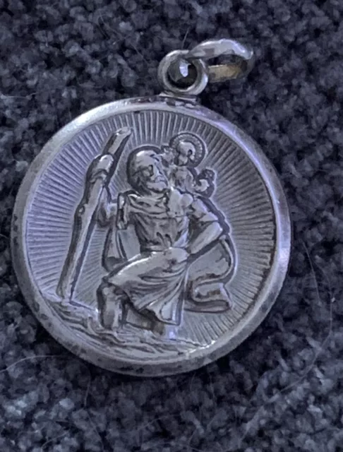 SILVER RELIGIOUS ST CHRISTOPHER Vintage Collectable Souvenir Charm 3.9 Grams