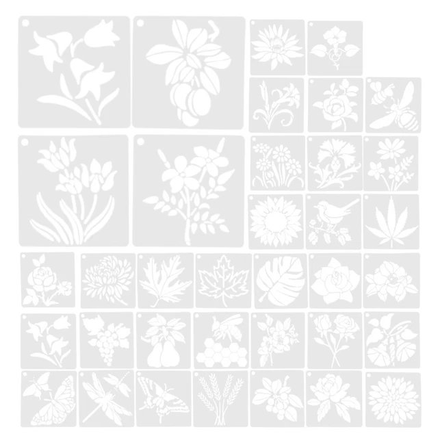 36 un. plantillas para mascotas plantillas reutilizables para pintar plantas con flores
