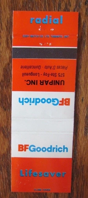 Bf Goodrich Tires Matchbook Cover: Unipar Longueuil, Quebec Empty Matchcover -D2
