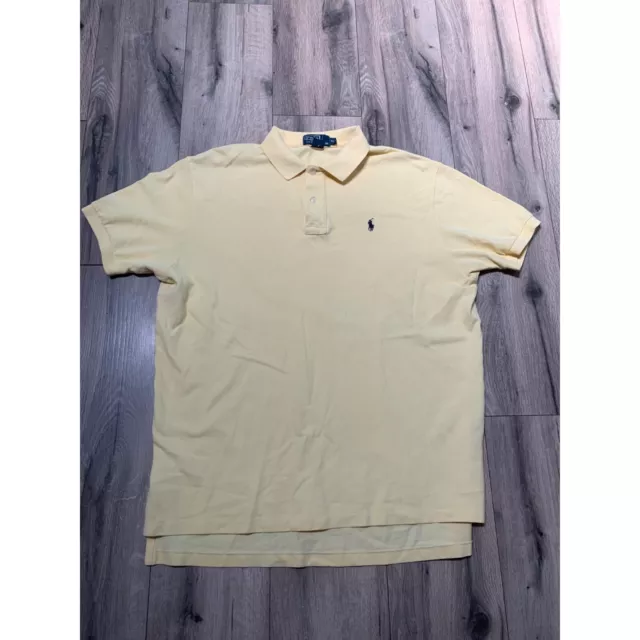 POLO RALPH LAUREN Men’s XL Yellow Cotton Polo Shirt Short Sleeve Blue ...