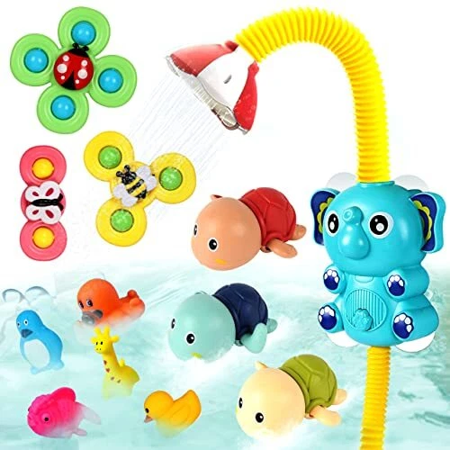 Gonumi Baby Bath Bathtub Toy with Shower Head Suction Cup Spinner Swimming Tu...