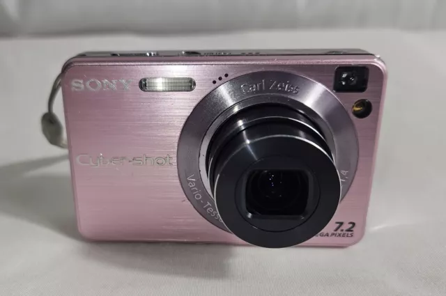 Pink Sony Cyber-Shot DSC-W120 Carl Zeiss Lens 7.2 Mega Pixels Digital Camera