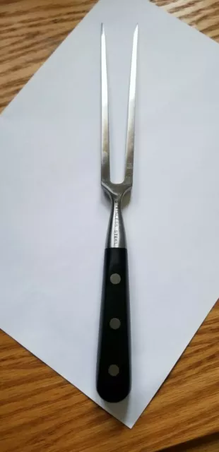 Vintage Stainless Steel Heavy Duty Carving Fork Full Tang Triple Rivets 11.5" L
