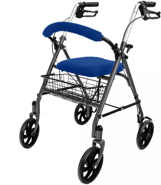 Top Glides Universal Soft Rollator Walker Seat and Backrest Blue Covers NEW