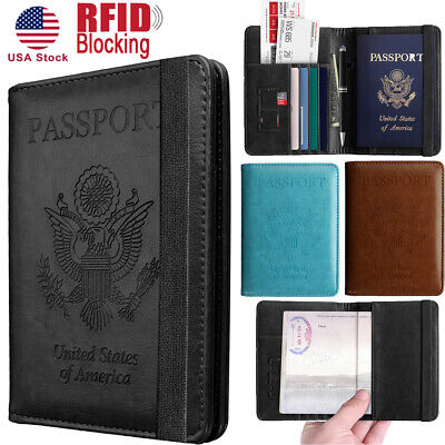 RFID Blocking Slim Leather Travel Passport Holder Credit Card Wallet Case Cover