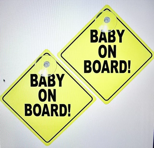 2 Baby on Board Sign for Car, Kids And Baby Safety Warning with Suction Cups