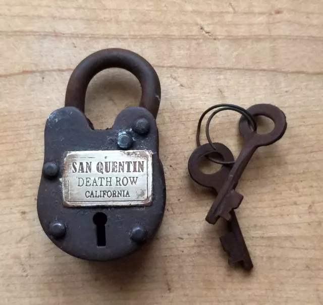 San Quentin Death Row California Gate Lock With 2 working Keys & Antique Finish