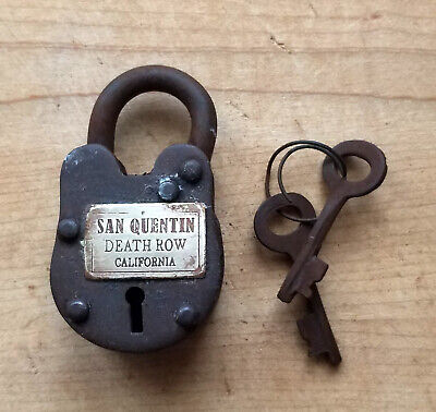 San Quentin Death Row Working Cast Iron Lock With 2 Keys Rusty Antique Finish