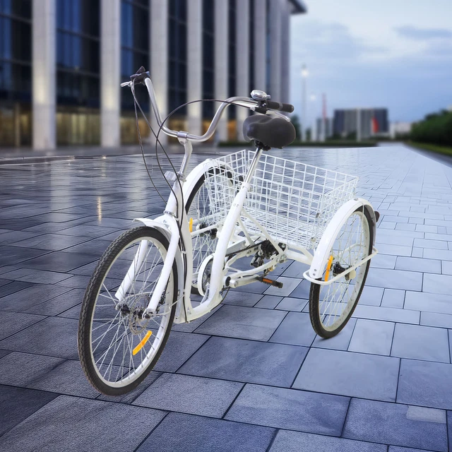 ADULT TRICYCLE 26& Inches Cargo Trike 6Speeds 3Wheels Cycling Bike